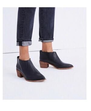 Madewell The Bonham Boot Size 7.5 Black Ankle Leather Comfort Chelsea Western